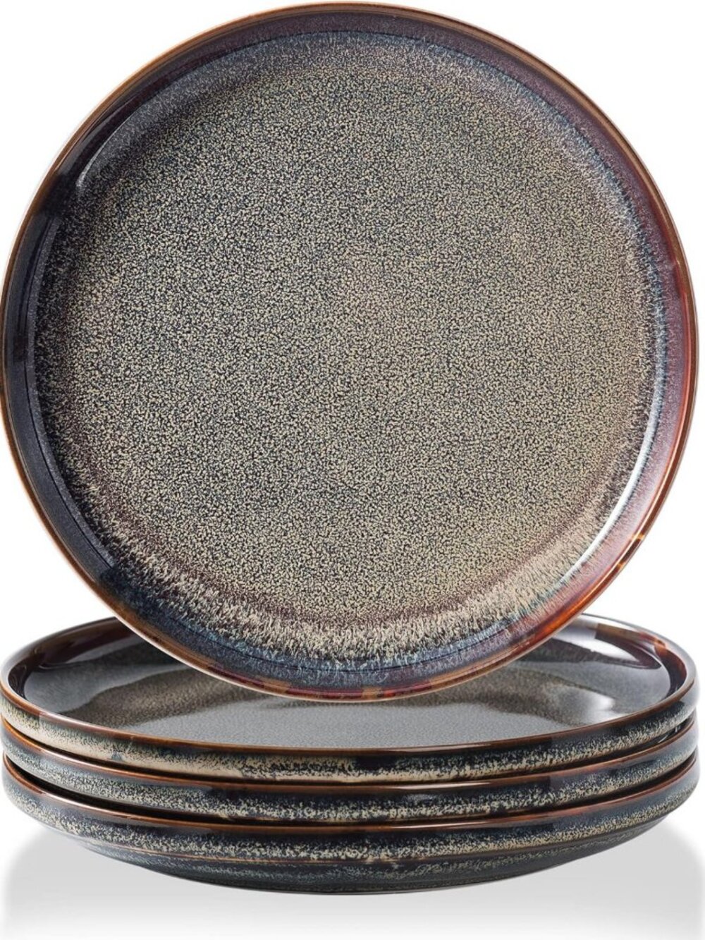 Set of 4 Microwave Safe Ceramic Dinner Plates - 8 Inch Dessert & Salad Plates